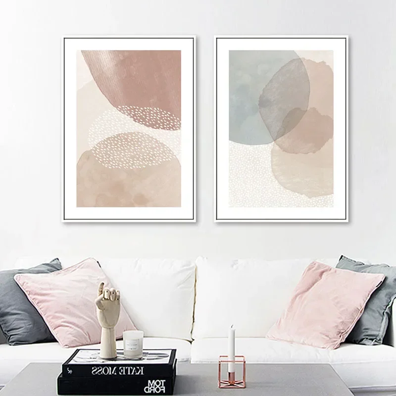 

Abstract Pink Blue Watercolor Canvas Painting Scandinavian Wall Art NordicPoster and Print Minimalist Living Room Home Decor