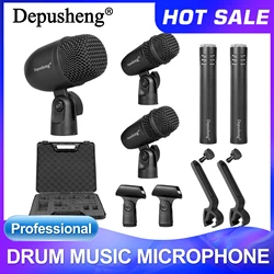 Wired Dynamic Drum Microphone Dpusheng GM5 Bass/Kick Instrument Tom/Snare Cymbals Mic Set for Studio Recording and Live Performa