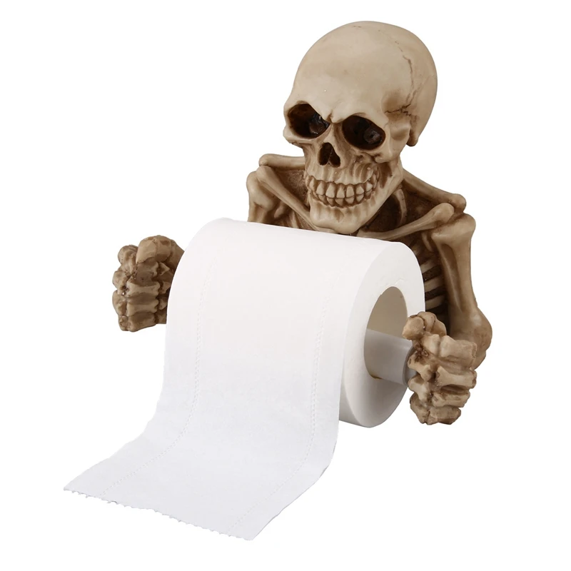 2X Creative Skull Toilet Paper Holder Wall Mounted Toilet Paper Storage Box Bathroom Storage Box