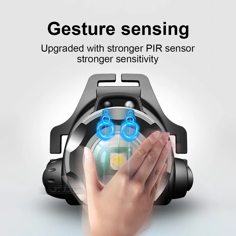 كشافات LED قوية قابلة لإعادة الشحن المصابيح الأمامية عالية الطاقة رئيس مصباح أضواء طويلة المدى في الهواء الطلق مقاوم للماء الصيد رئيس الشعلة