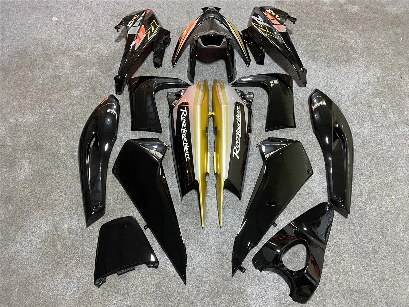 دراجة نارية هدية تناسب TMAX500 2008 2009 2010 2011 TMAX-500 08 09 10 11 هدية الجسم الأصفر والأسود #3