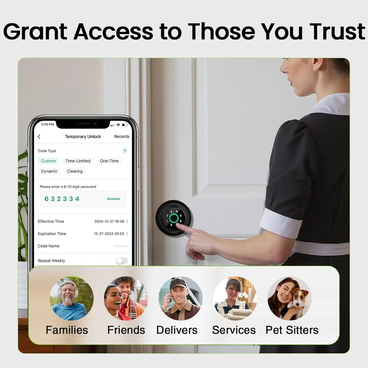 قفل باب ذكي 4 في 1 ببصمة الإصبع مع لوحة مفاتيح، وتحكم البيومترية والتطبيقات، ودخول بدون مفتاح، وتخزين البيانات المحلية #5