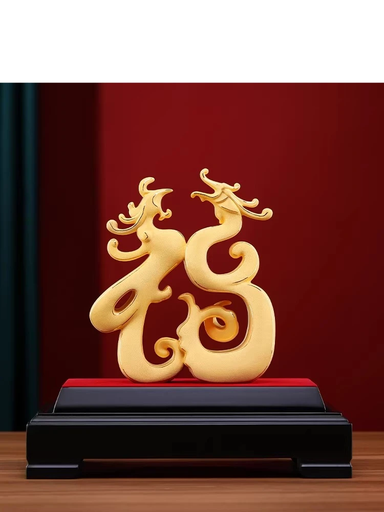 and phoenix presents auspicious blessing character ornaments, living room wine cabinet decoration, newlyweds wedding gifts