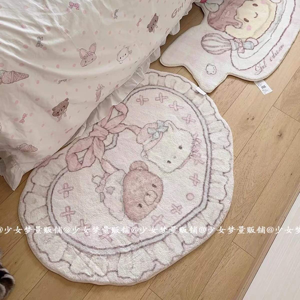 Cute Style Bedroom Decor Plush Carpet Cream Style Children Room Floor Mat Fluffy Soft Baby Crawling Rug  Cartoon Rugs Girl Gift