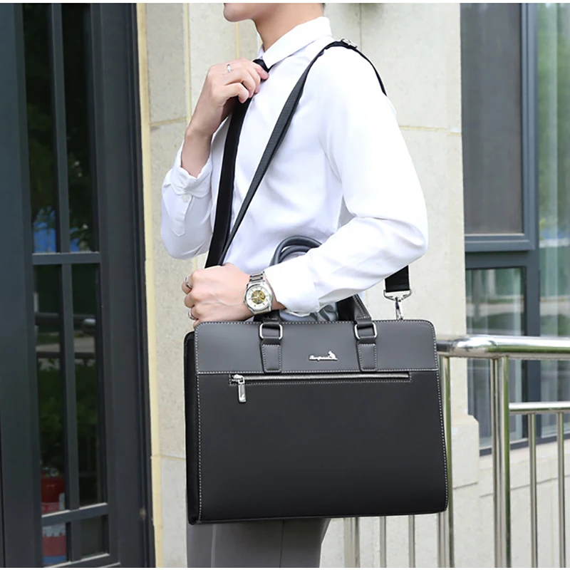 Executive Briefcase PU Leather Bag Men Laptop Designer Handbag Shoulder Business Male Messenger Bag Portfolio for Document Male