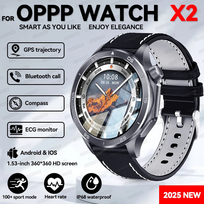 

For OPPO Watch X2 Smart Watch Men GPS Track Compass Altimeter 360*360 HD AMOLED Screen Bluetooth Call IP68 Waterproof Smartwatch