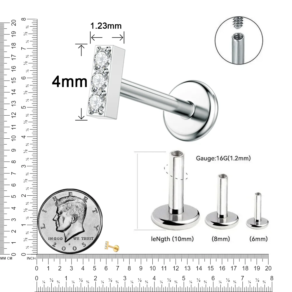 Milky Way G23 Titanium Earrings 16G Refined CZ Nose Stud Ear Cartilage Helix Tragus Piercing Labret Sexy Lip Piercing Jewelry
