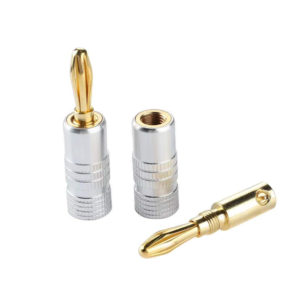 4 MM Bananenstecker Reines Kupfer Vergoldet Schraube Jack Anschlüsse Audio Laterne Bananenkopf Für Power Verstärker Sound Lautsprecher 8 Stücke