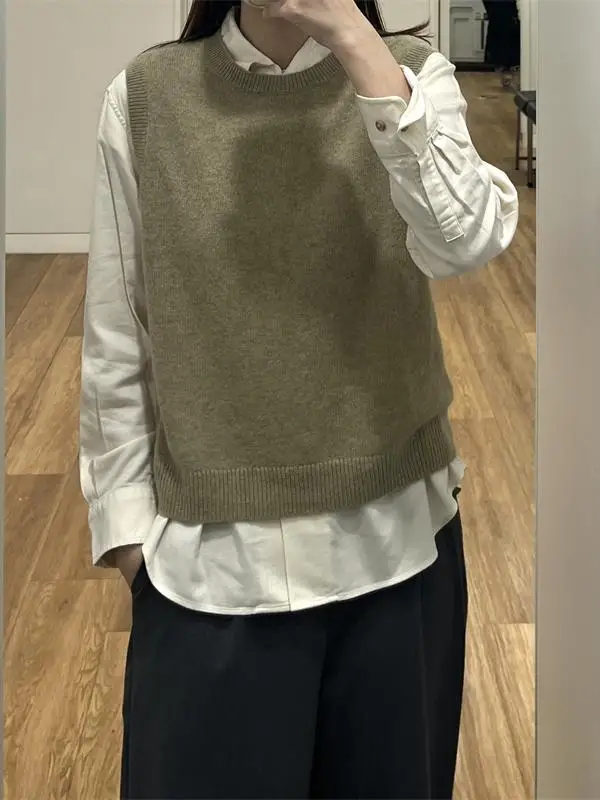 

Women's round Ne Knitted ort Vest Svel Sweater Overhead Sle Autumn Winter New Arrival Y472094 Color Commute...