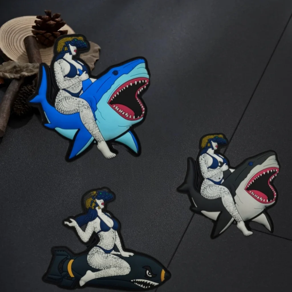 

Tactical Octopus Soft PVC Morale Badge Patches Marine Life Shark Cartoon Emblem Armband Hook and Loop Backpack Hat Stickers