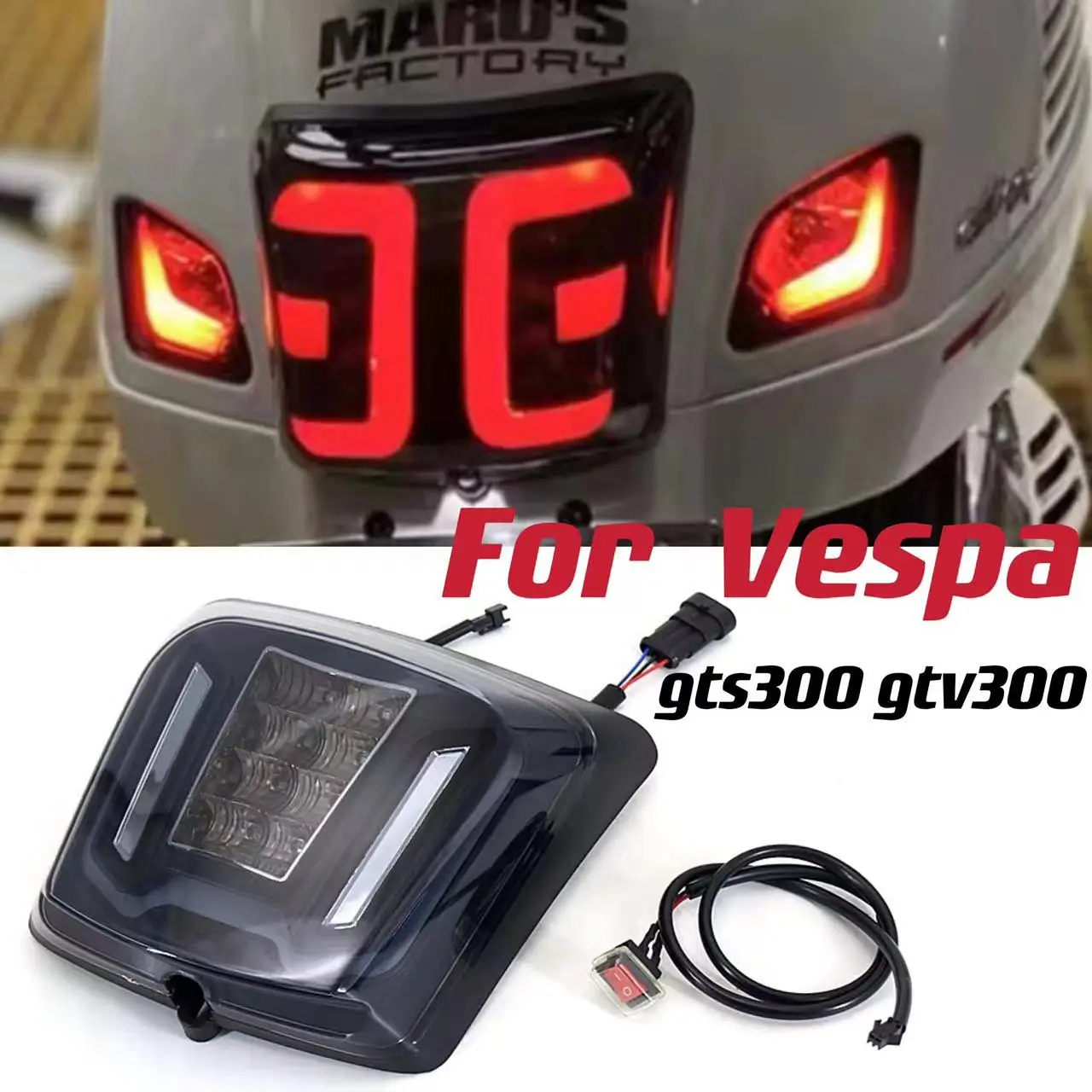 For Vespa GTS 300 GTS 300 New Rear Taillight Brake Tail Light Stop Indicator Motorcycle GTS300 GTV300