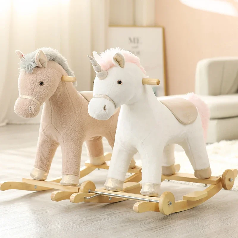 Trojans rocking horse plush toys for children Baby dual-use rocking horse riding toys birthday gift.