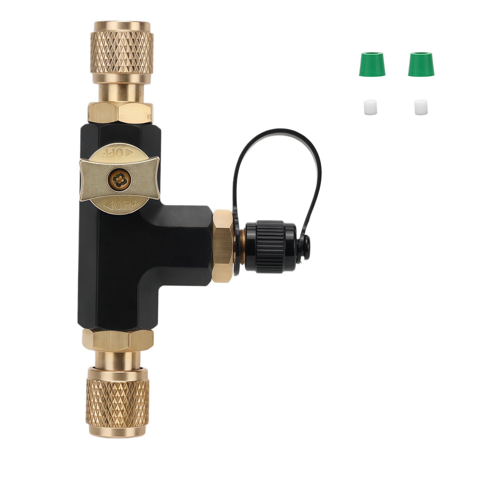 3-Port HVAC Vacuum Valve Thickened Copper Alloy, 1/4 SAE Vacuum Pump Connector for Micron Gauge Refrigeration AC Service