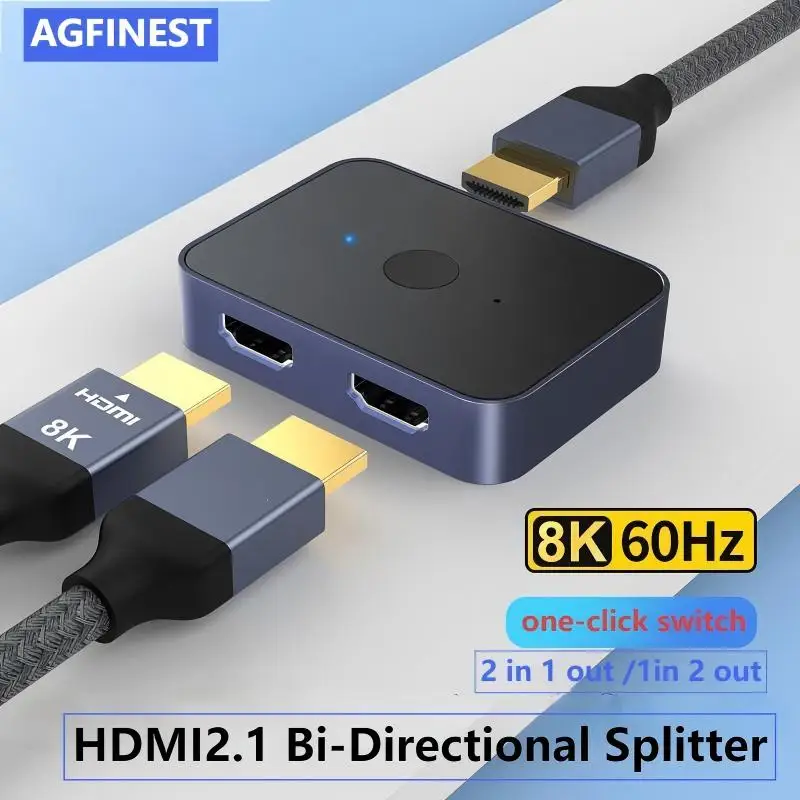 2 in 1out HDMI 2.1 Splitter Bi-Directional 8K60HZ 4K@144HZ HDMI Switcher Converter Monitor Adapter for PS5 Xbox Monitor HDTV