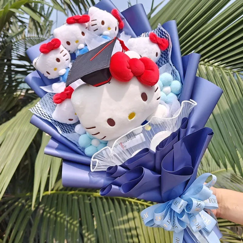 2024 Sanrio, Hello Kitty букеты на выпускной мой мелодия Kuromi Cinnamoroll с шапкой на выпускной ручной работы подарок на День святого Валентина для девочек