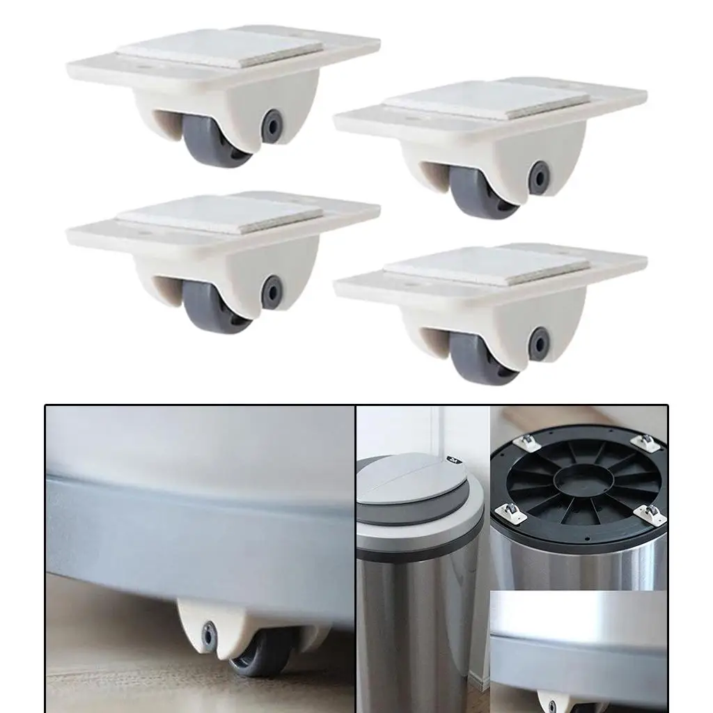 4Pcs Self Adhesive Casters for Storage Box Portable Wheel Rollers for Small Furniture Move Noiseless Casters Pulley