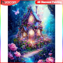HUACAN DIY AB Diamond Painting New 2024 Fantasy House 5D Full Square Round Mosaic Landscape Creative Hobbies Wall Decor