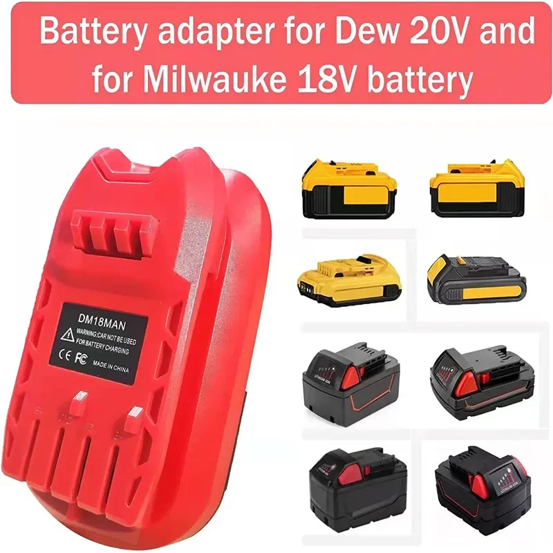 Battery Adapter For Craftsman 20V Cordless Tools DM18MAN Adaptor For DeWalt 20V For MilWaukee 18V Li-On Battery Convert