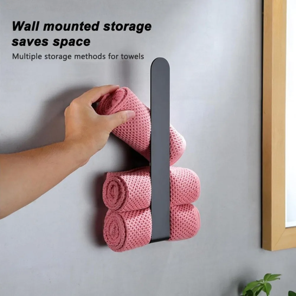 

Durable Self-adhesive Towel Rack Single Rod Stainless Steel Tissue Holder Space Saving Punch Free Bath Towel Hanger Bathroom