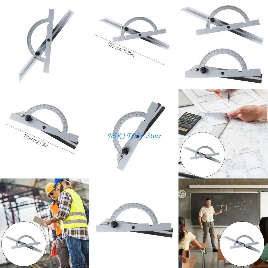 

L8RC Carbon Steel Protractor Angles finder 10-170 Degree Adjustable Woodworking Measurement Protractor Ruler Calipers