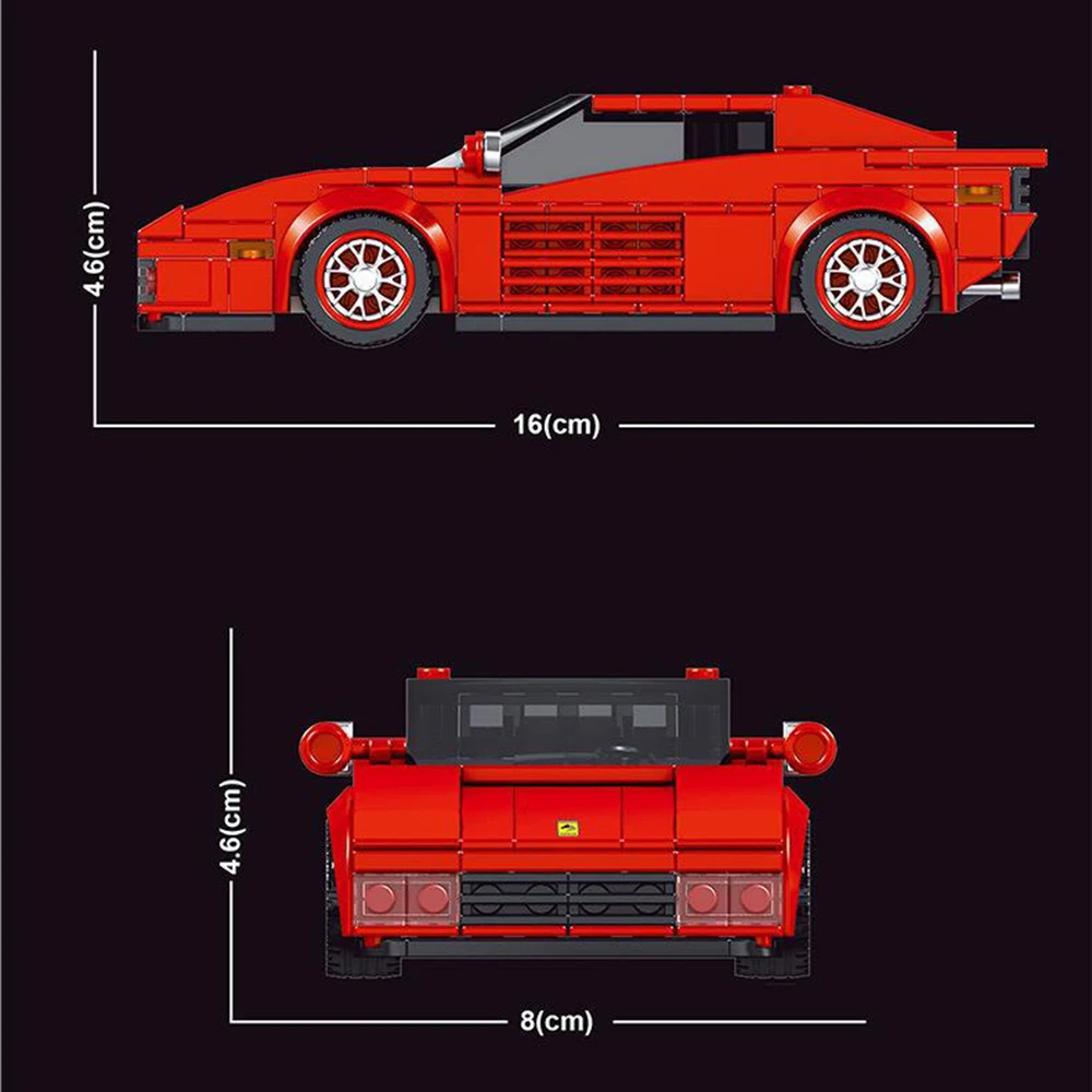 Blocos de construção de carro esportivo com 8 pinos, modelo de montagem, quebra-cabeça educacional de alta dificuldade, brinquedo para adultos e crianças, exibição de presente de aniversário