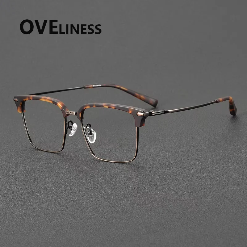 

2026 оправа для очков из чистого титана, мужские квадратные очки, сверхлегкая японская оправа для очков, мужские очки
