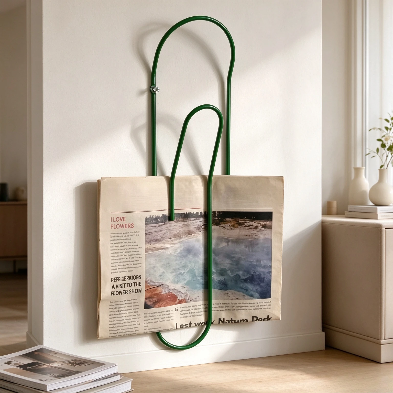 Paperclip Wall Hook, Vintage Newspaper Clip Holder for Bags, Coats and Hats in Entryway, Bedroom and Small Space Organization