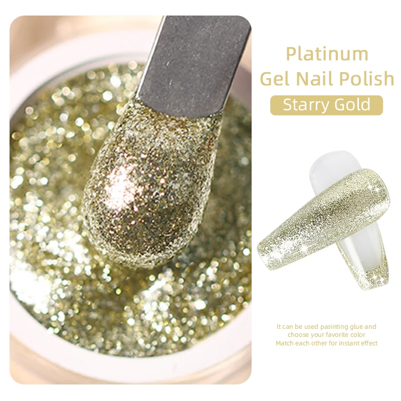 New Glitter Gel Polish Shiny Platinum Nail Gel 5ml Nail Art Flashing Soak Off UV Semi Permanent Hybrid Vernis Varnish Lacquer