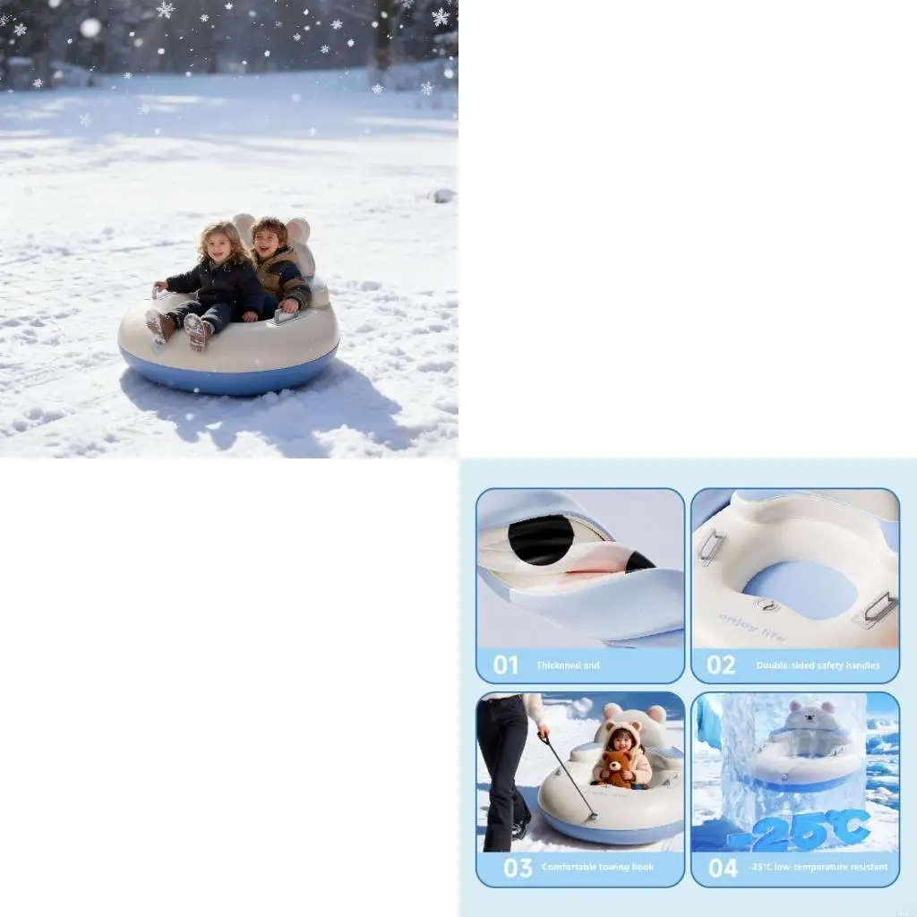 

Cold Weather Kids Snow Saucers With Nonslip Surfaces Pattern And Effortless Hand Inflation Technology