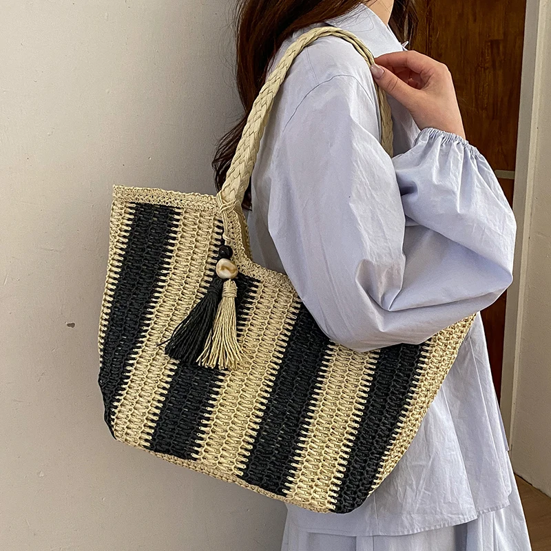 

Large Capacity Women Straw Handbags Tote Bags High Quality Ladies Shoulder Messenger Bags for Women Casual Beach Shopping Bag