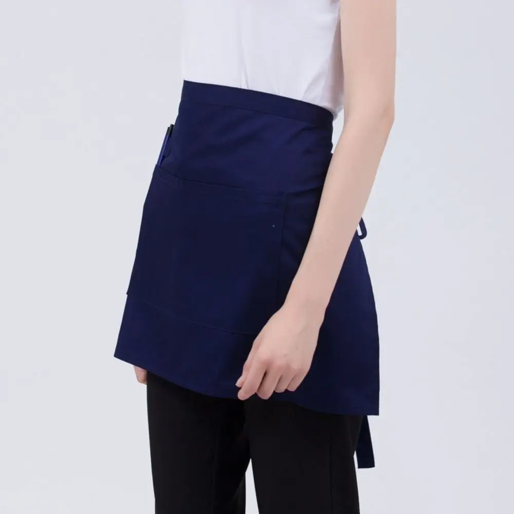 

New Dacron Short Half Waist Apron Kitchen Double Vent Half Apron Waterproof Waitress Waist Aprons Women Men