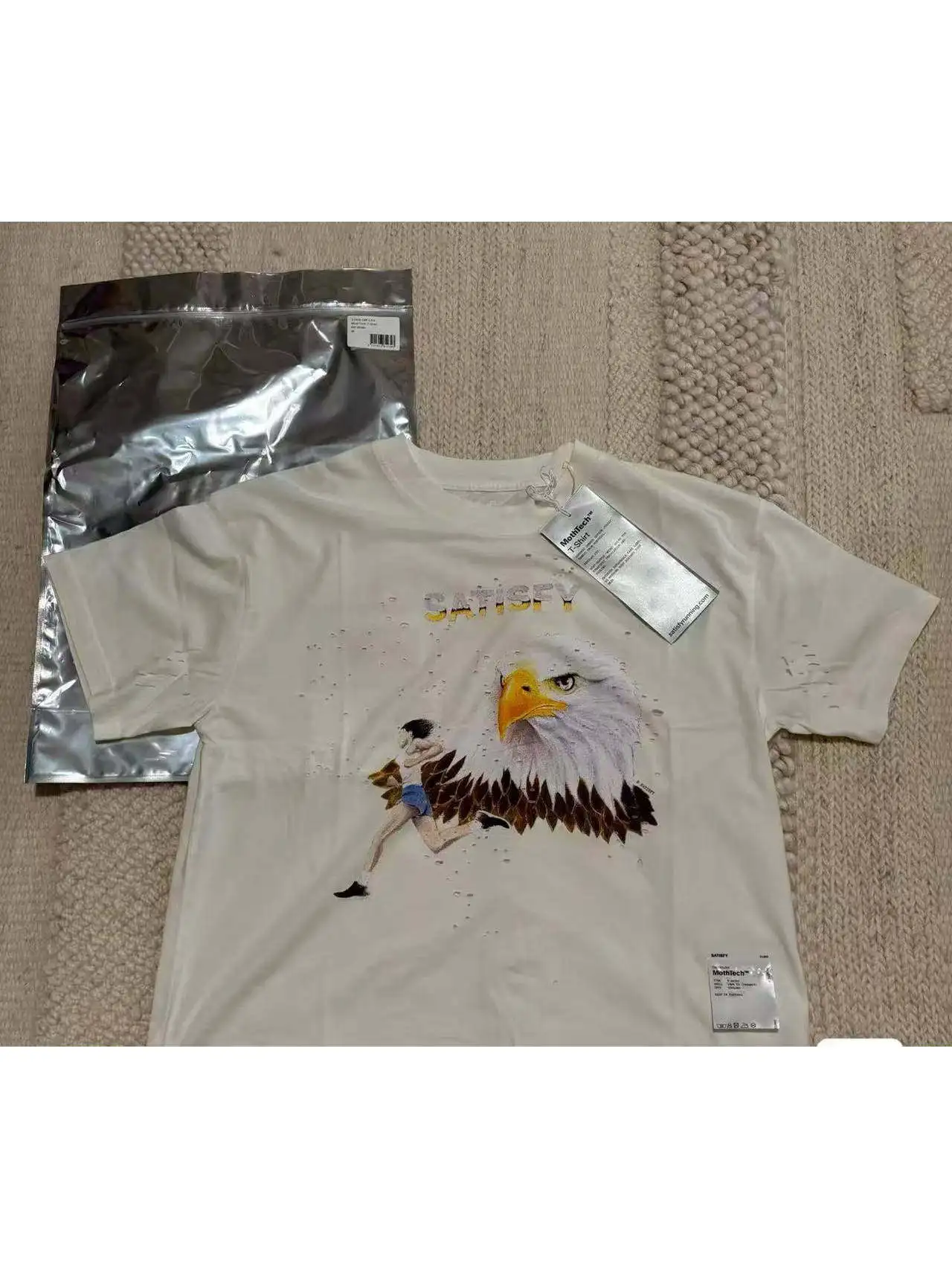 Satisfy Running Mothtech Short Sleeve Old Running Ripped Cotton Inkjet Eagle T-…