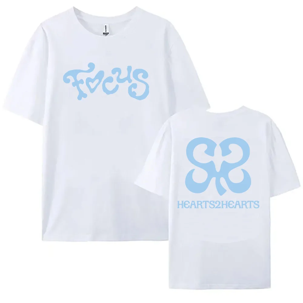 Hearts2Hearts Focus Graphic Tshirts Cotton Short Sleeve Casual Women T-shirt Korean Girls Band Fashion T Shirt Streetwear Tees