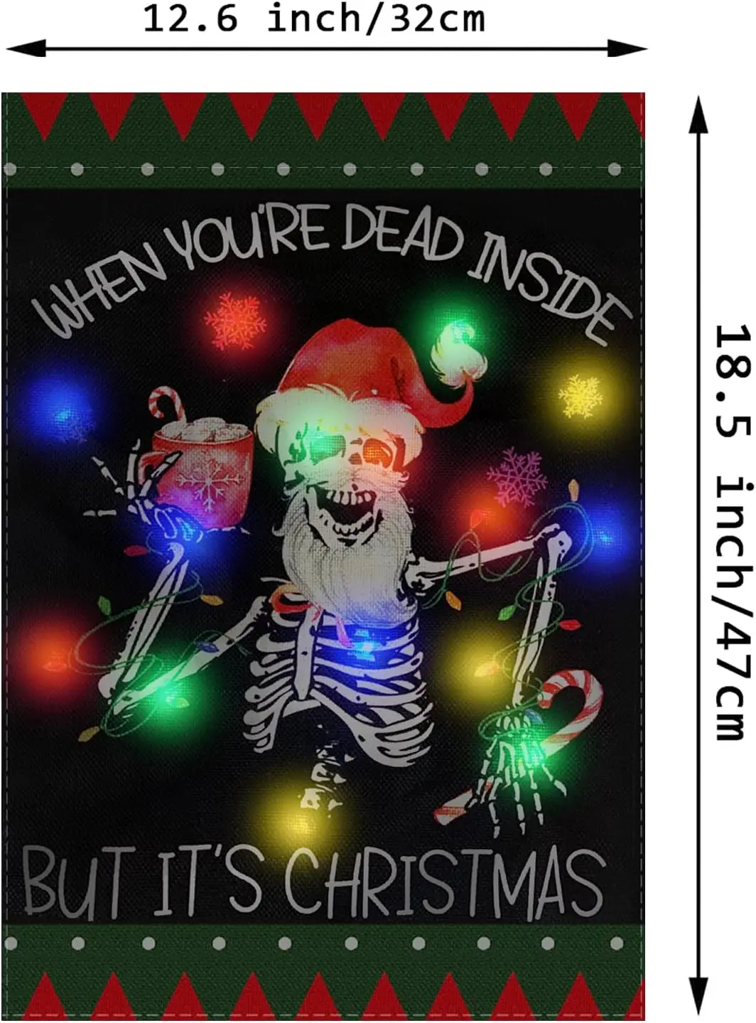 Christmas Garden Flag Lighted When Your\'re Dead Inside Flags for Outside Solar Led Outdoor Decorations Xmas Winter Holiday B