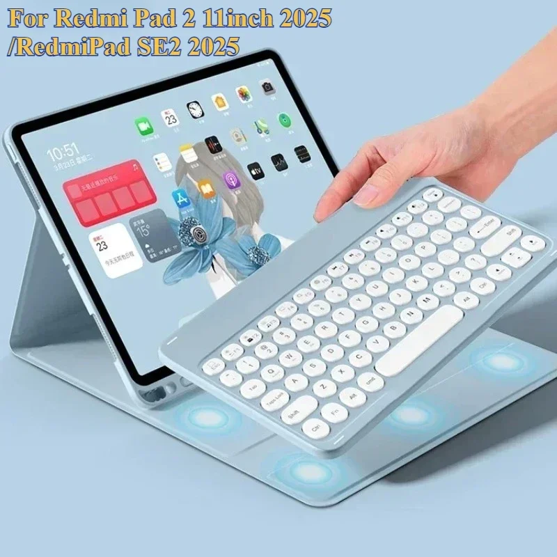 New Case for Xiaomi Redmi Pad 2 11inch 2025 Bluetooth Keyboard Case for Redmi Pad2 SE Funda with Mouse Touch Keyboard Cover