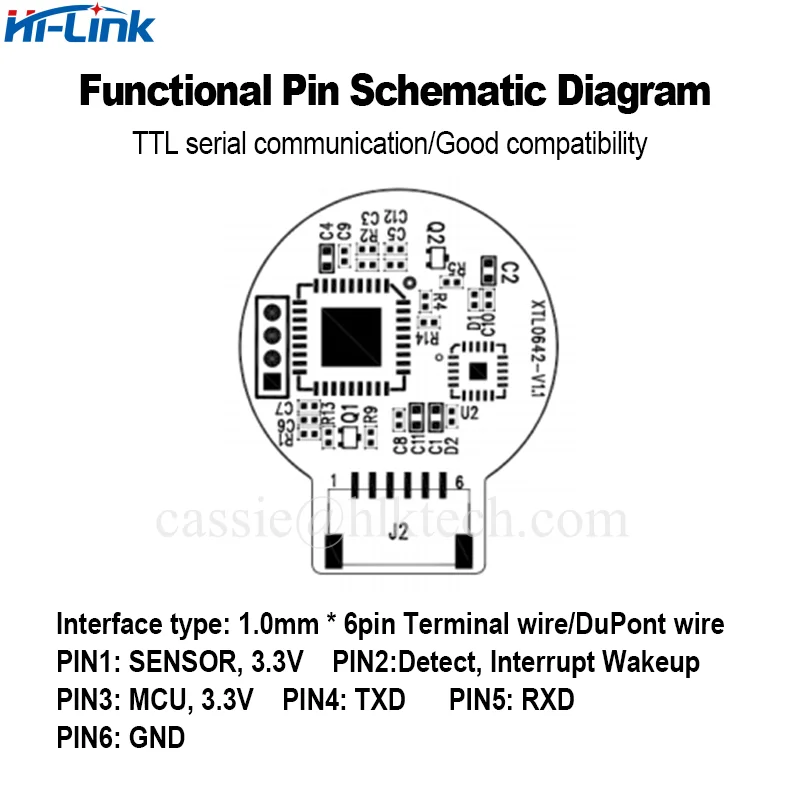 Hi-Link modul identifikasi sidik jari HLK-ZW0642, bentuk raket sentuh kapasitif modul Sensor sidik jari menangkap kunci pintu