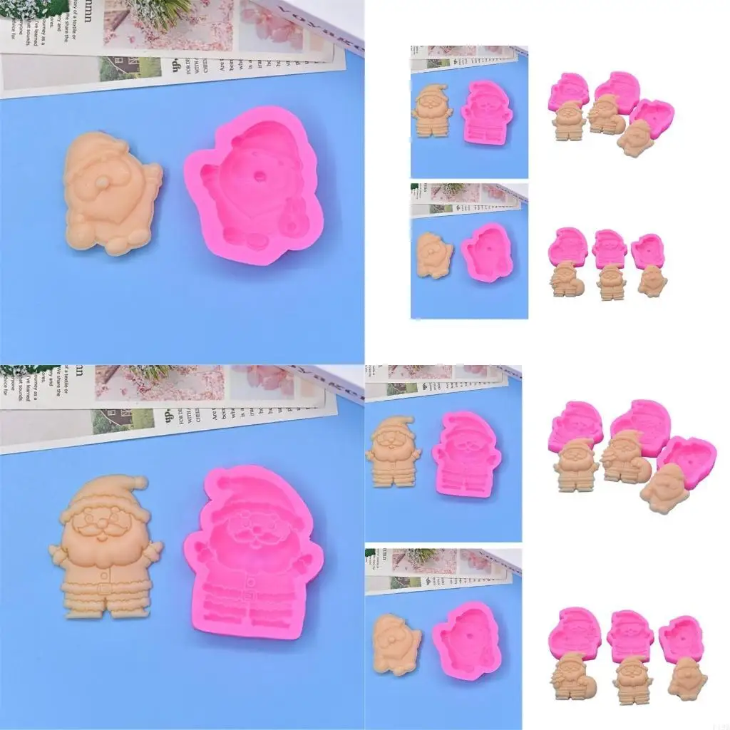 F19B 3Pcs Christmas Silicone Mold for Cakes/Desserts Santa Clauses Moulds