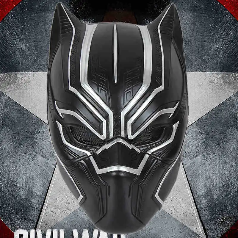 Adult Halloween Party Cosplay Black Panther Mask Silicone Realistic Mask Helmet Movie Cosplay Superhero Props Panther Hood