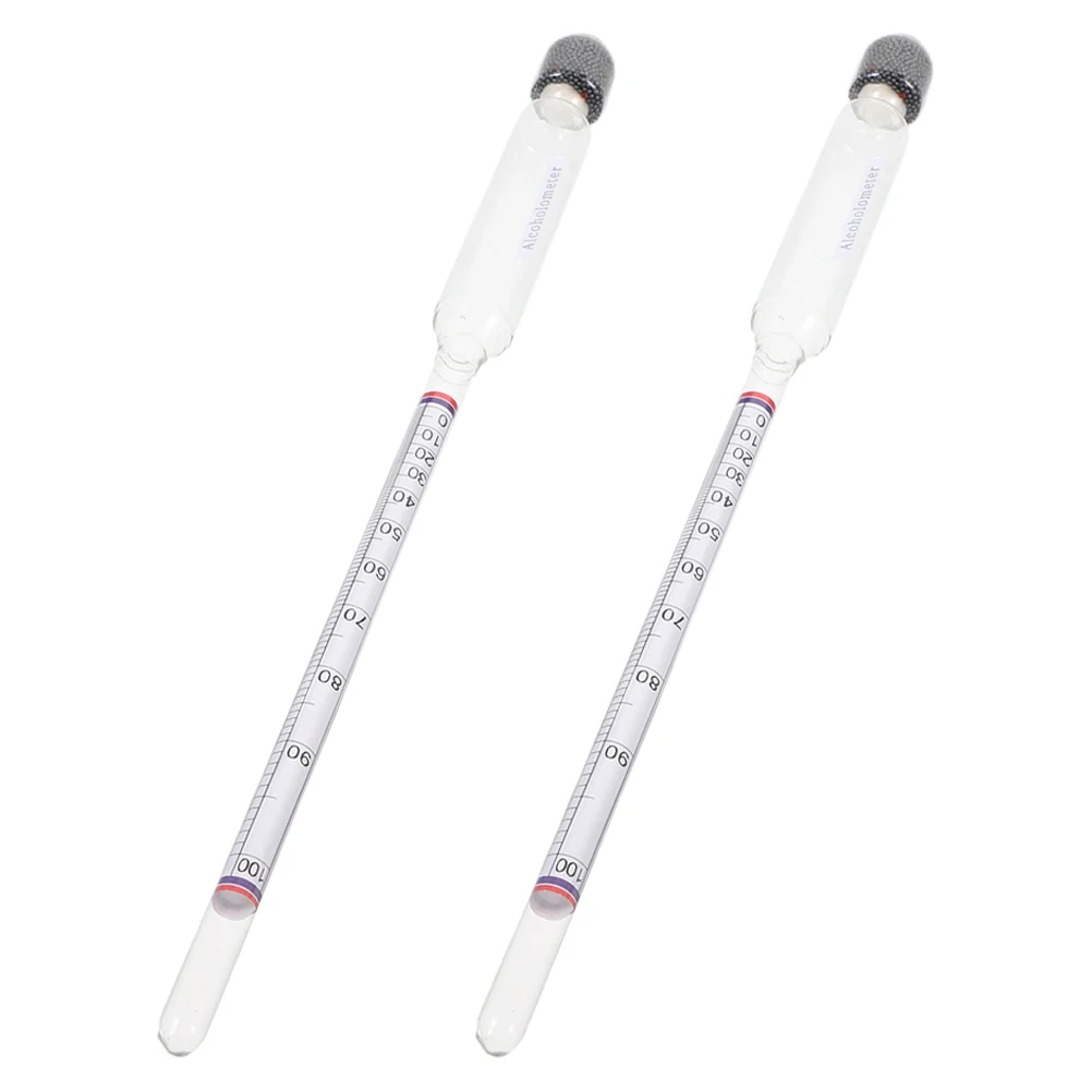 

2pcs Alcohol Concentration Meter Tester Glass Hydrometer Measure Content Measurer Dual Scale High Precision Kitchen Bar Tools