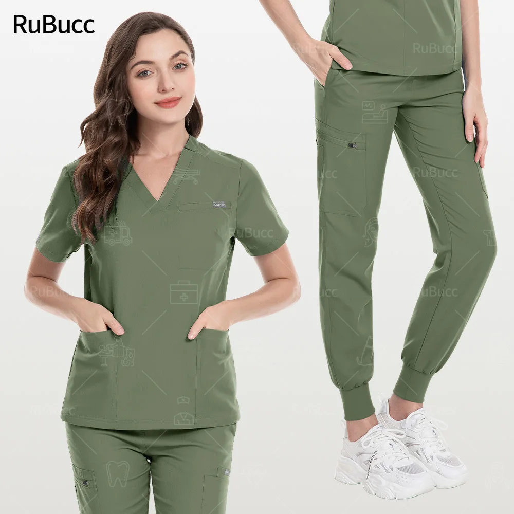 

Unisex Medical Work Clothes Scrubs Tops Pants Jogger Set Hospital Doctor Surgical Suit High Quality Spa Uniforms V-Neck Workwear