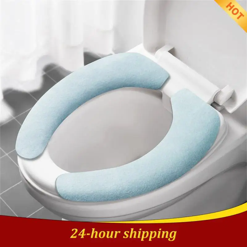 set Reusable Warm Flannel Toilet Sticker Toilet Seat Covers Washable Toilet Seat Filling Bathroom Mat Seat Cover Universal