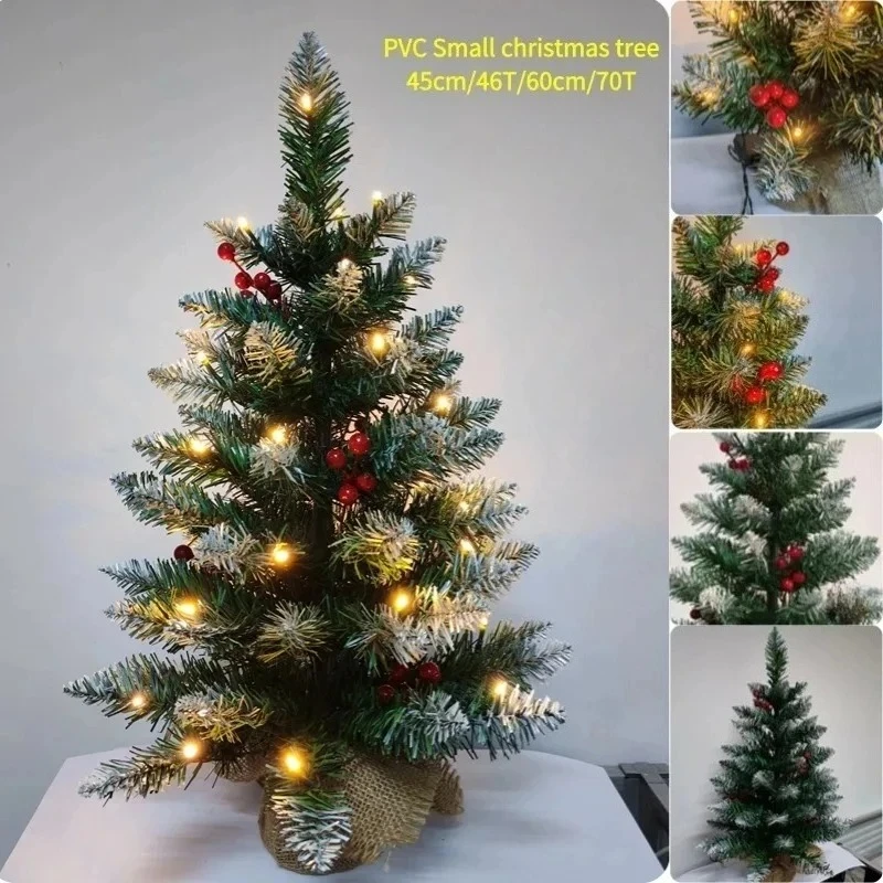 Small Christmas Tree 45cm/60cm PVC Tip Flocked Tabletop Ornaments Christmas Tree Family Christmas Party Atmosphere Decorations