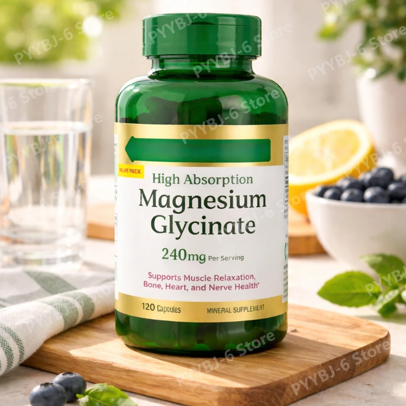 

High Absorption Magnesium Glycinate 240 Mg for Muscle Relaxation Non-GMO Gluten-Free Dietary Supplement 120 Count for Adult