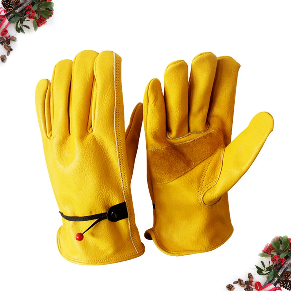 

Garden Gloves Lightweight Protective For Beekeeper Outdoor Work Cowhide Climbing Riding Handwear Yellow L