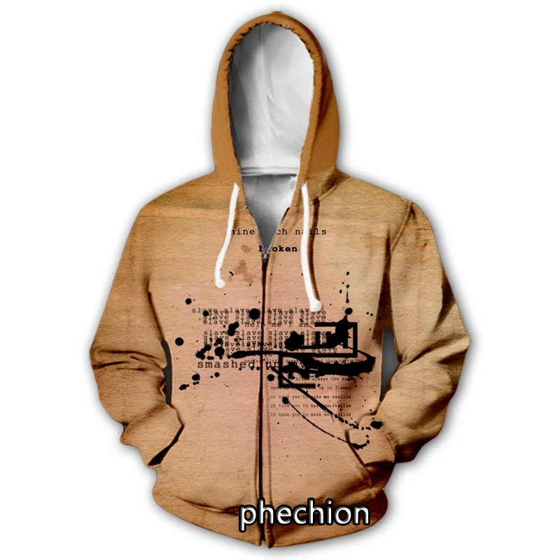 

phechion New Men/Women NIN Nine Inch Nails Band 3D Printed Casual Zipper Hoodies Fashion Men Loose Sporting Zip Up Hoodies J58