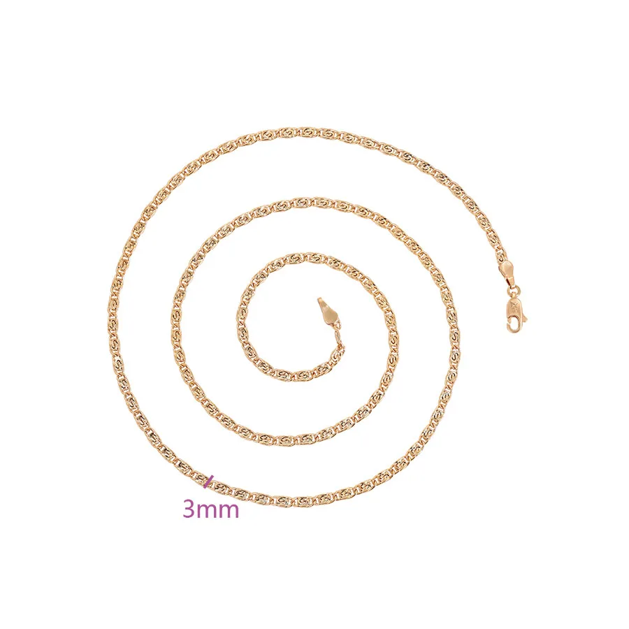 مجوهرات XP - (59 سم × 3 مم) سلسلة دوارة مطلية بالذهب عيار 18 قيراط للرجال والنساء مجوهرات عصرية صديقة للبيئة