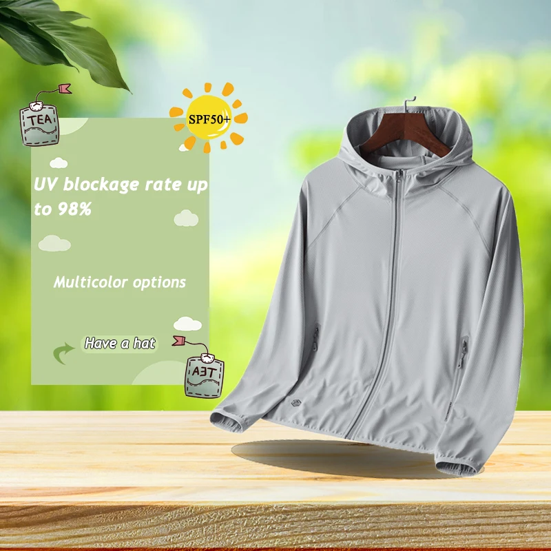 Outdoor Sun Protection Clothing UPF50+sports Ice Silk Breathable Couple Hooded Sun Protection Clothing for Men and Women