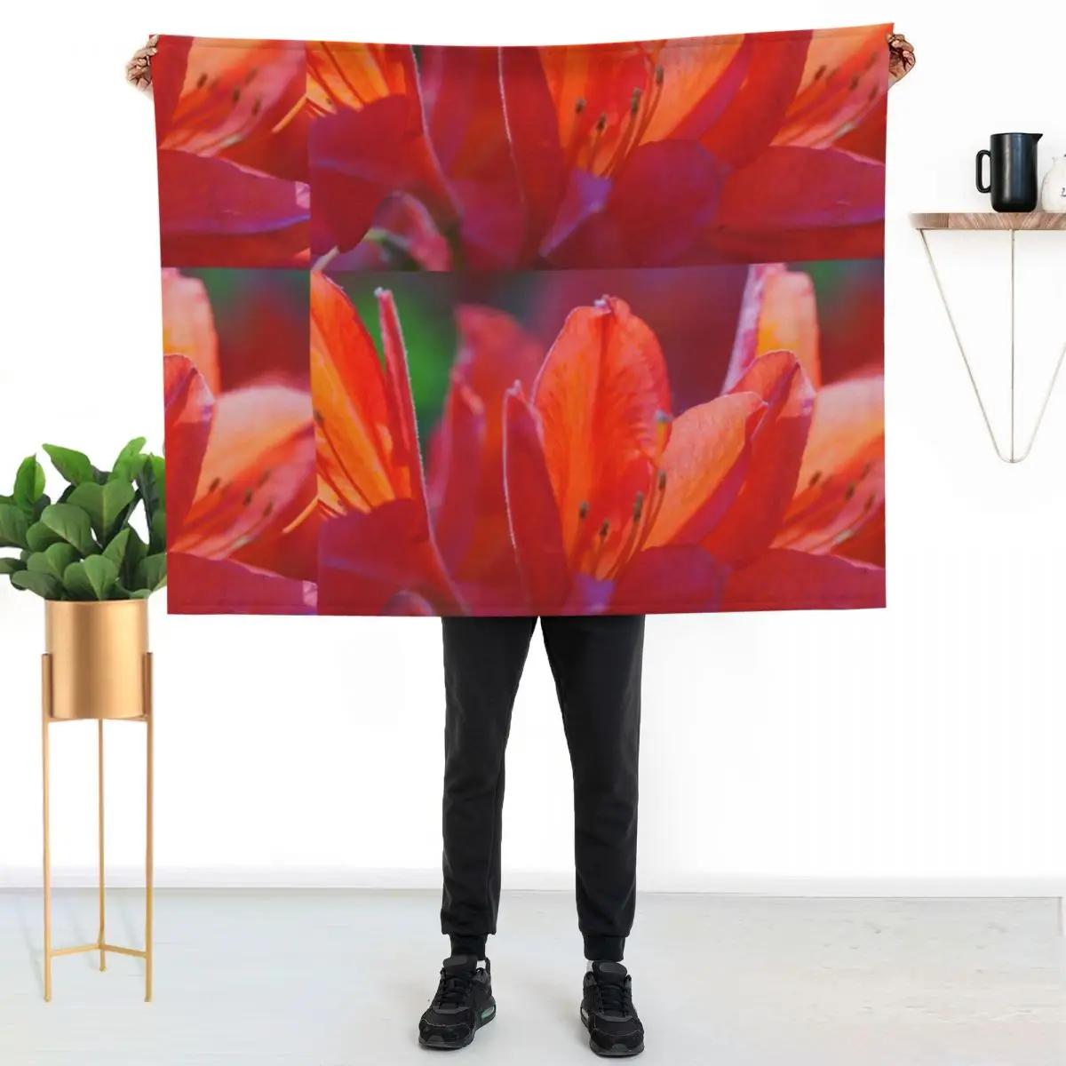 bright red rhododendron flower Throw Blanket Sofa Quilt for winter Blankets For Baby Nap Decorative Sofa Blankets