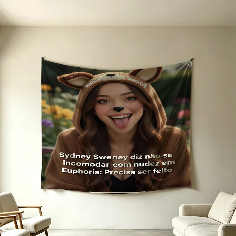 Euphoria Sydney Sweeney – Tapisserie à capuche imprimée, décoration murale, couverture murale, décor de fond