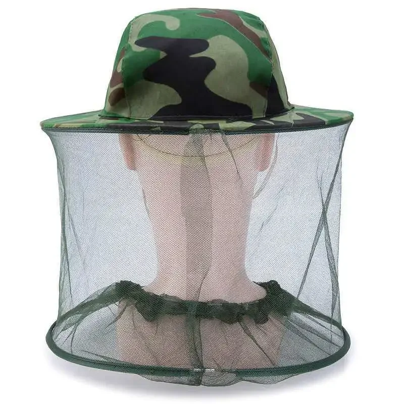 Camouflage Beekeeping Protective Bee Hat Insect Mesh Face Anti-Mosquito Shawl Hat Outdoor Fishing Sunburn Protection Face Mask